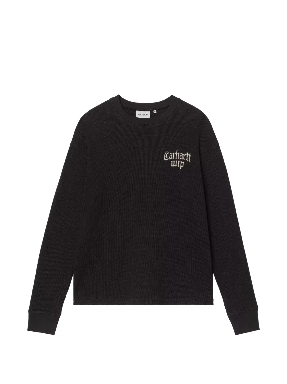 Carhartt WIP Blackletter wafelgebreid T-shirt met lange mouwen Zwart