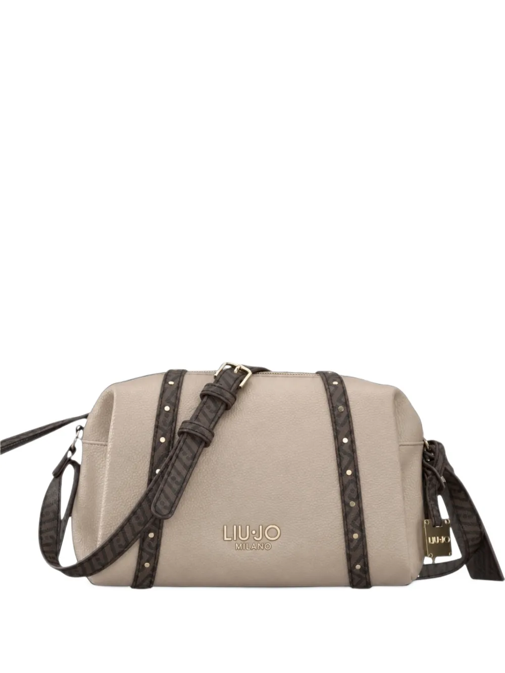 LIU JO monogram-print studded crossbody bag - Nude