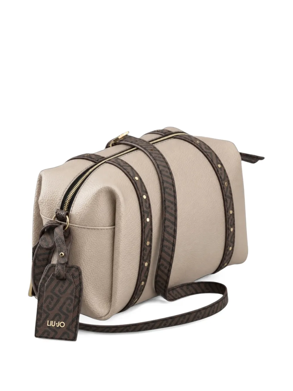 LIU JO Crossbodytas met monogram-print en studs Beige