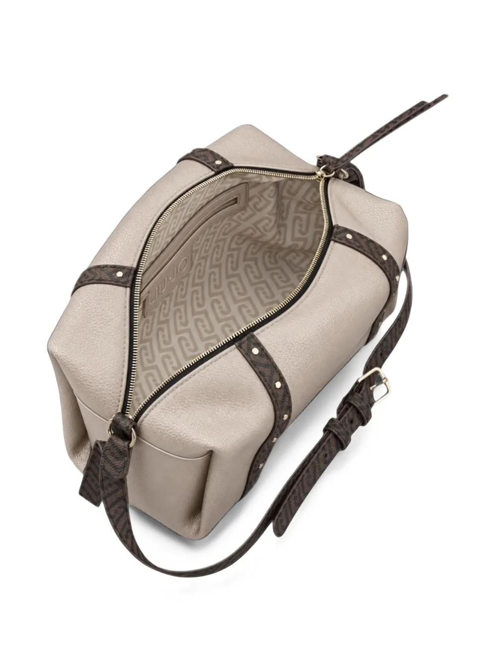 LIU JO Crossbodytas met monogram-print en studs Beige
