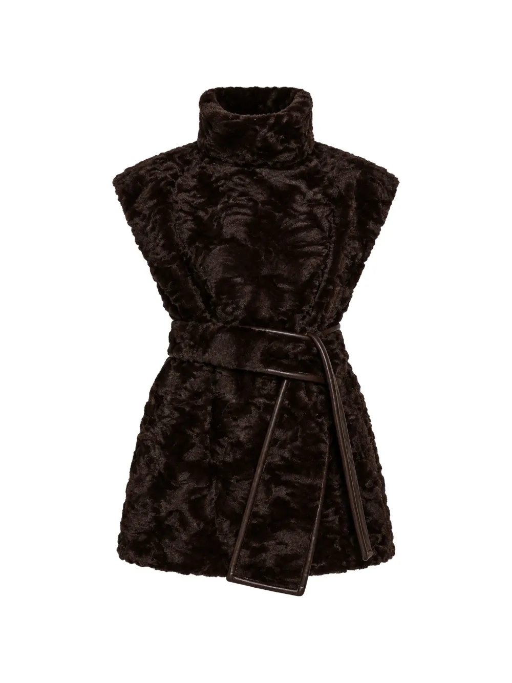 Isabelle Blanche faux-fur belted gilet - Braun