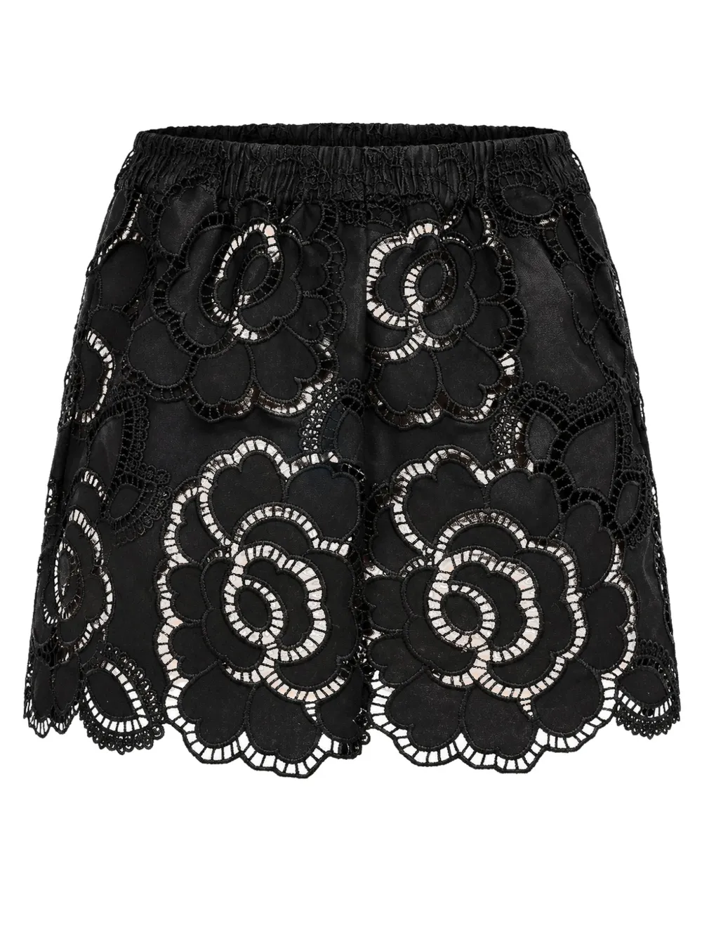 CISSA Boxer floral-lace mini skirt Zwart