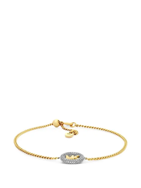 Michael Kors pulsera de cadena barbada con placa del logo 