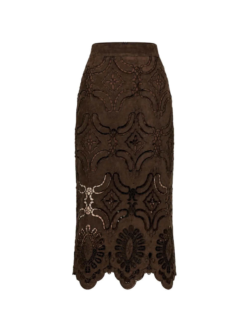 Isabelle Blanche laser-cut scalloped midi skirt - Braun