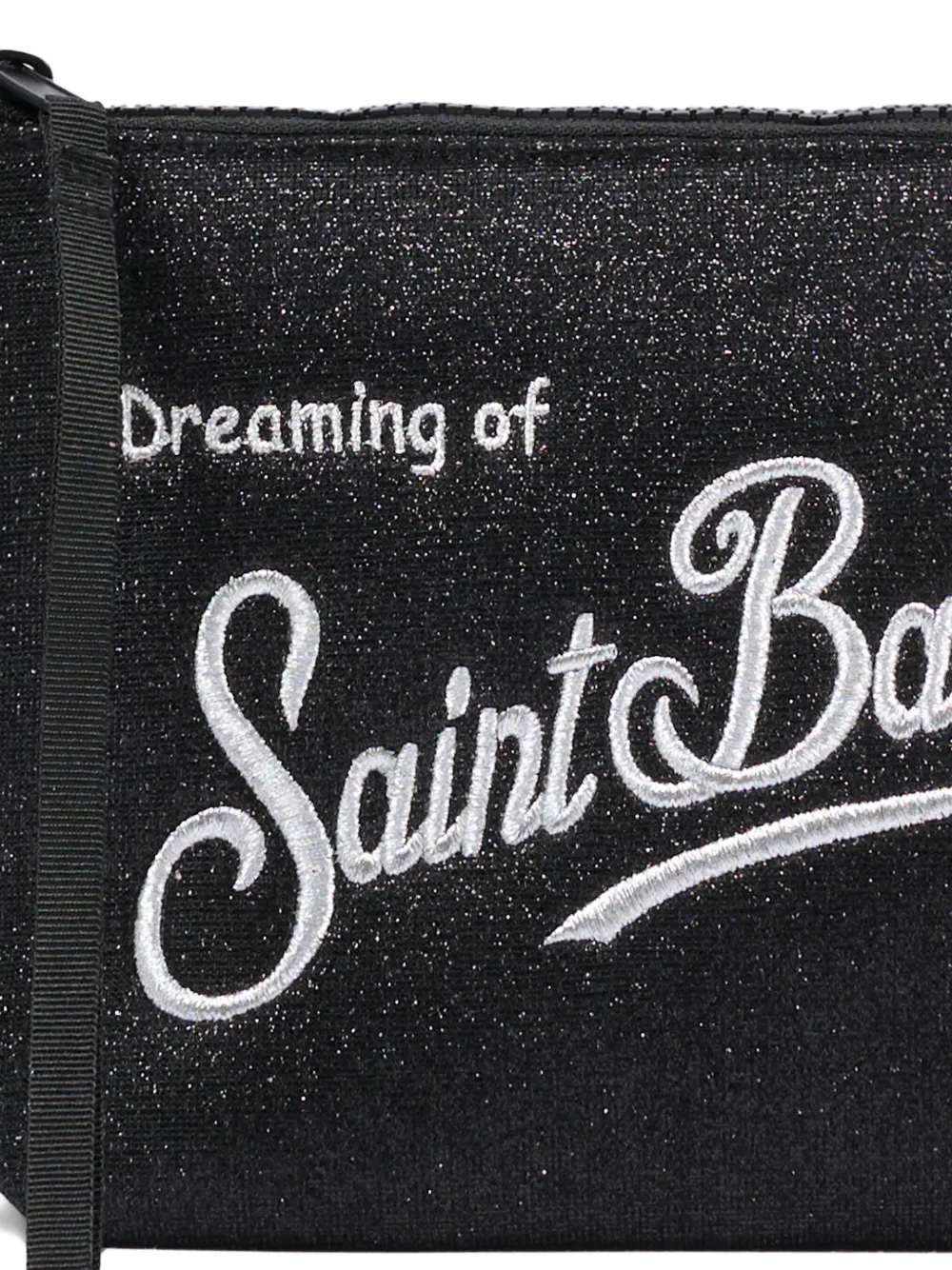 MC2 Saint Barth Aline glitter-effect embroidered clutch bag Zwart