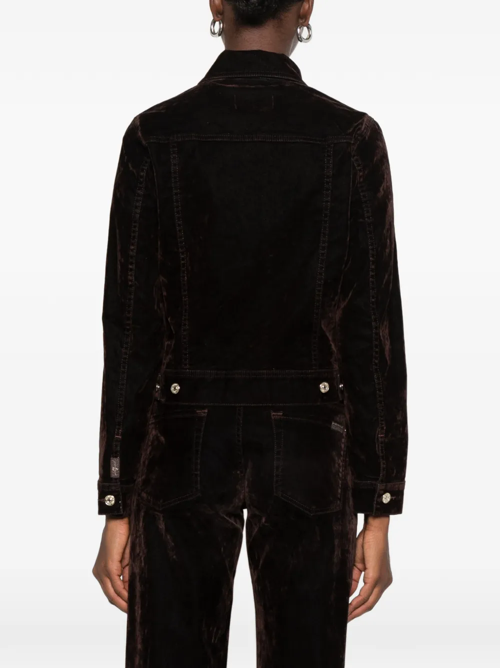 7 For All Mankind velvet-effect button-up jacket Bruin