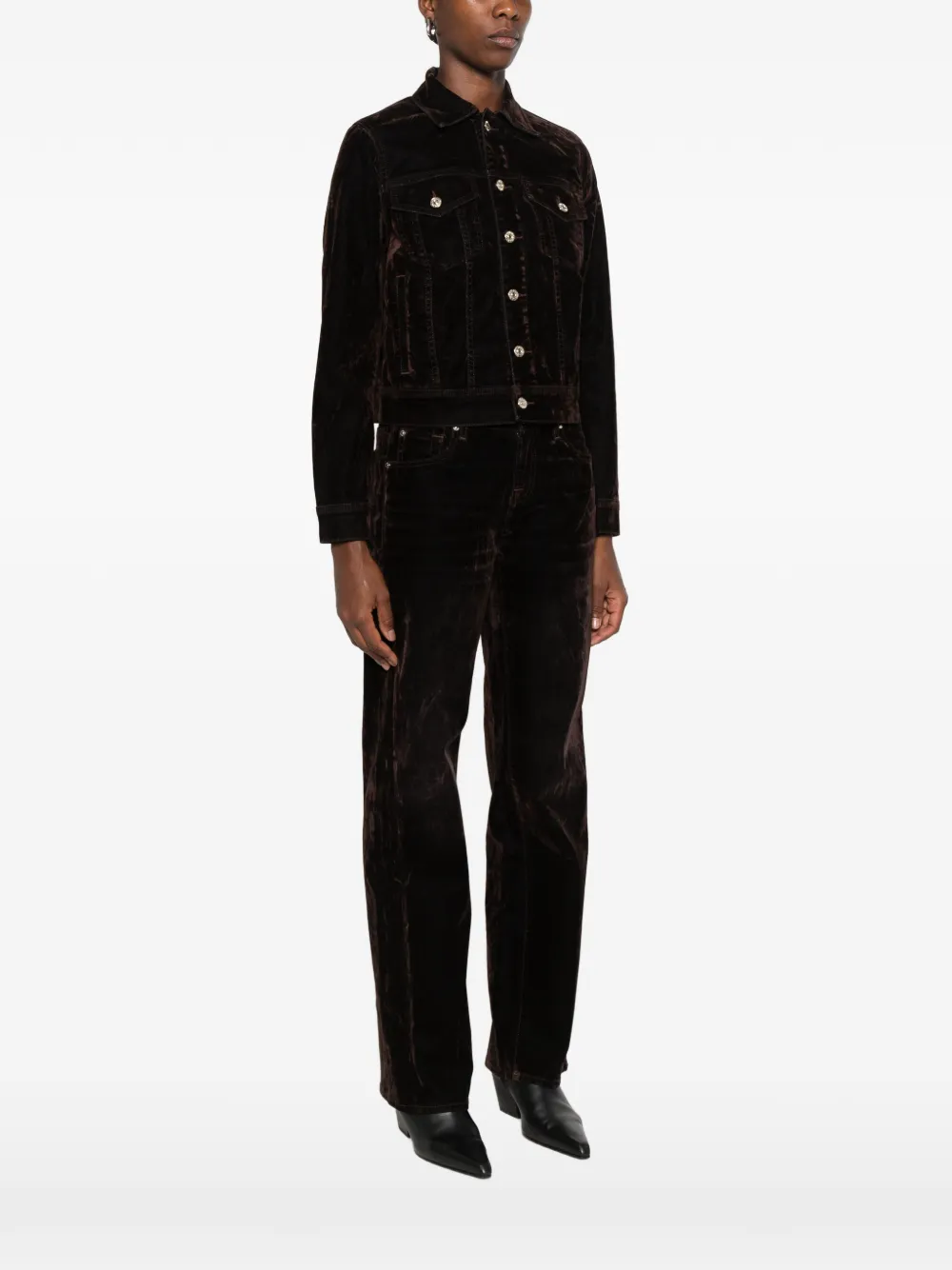 7 For All Mankind velvet-effect button-up jacket Bruin