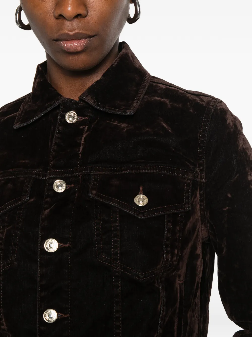 7 For All Mankind velvet-effect button-up jacket Bruin