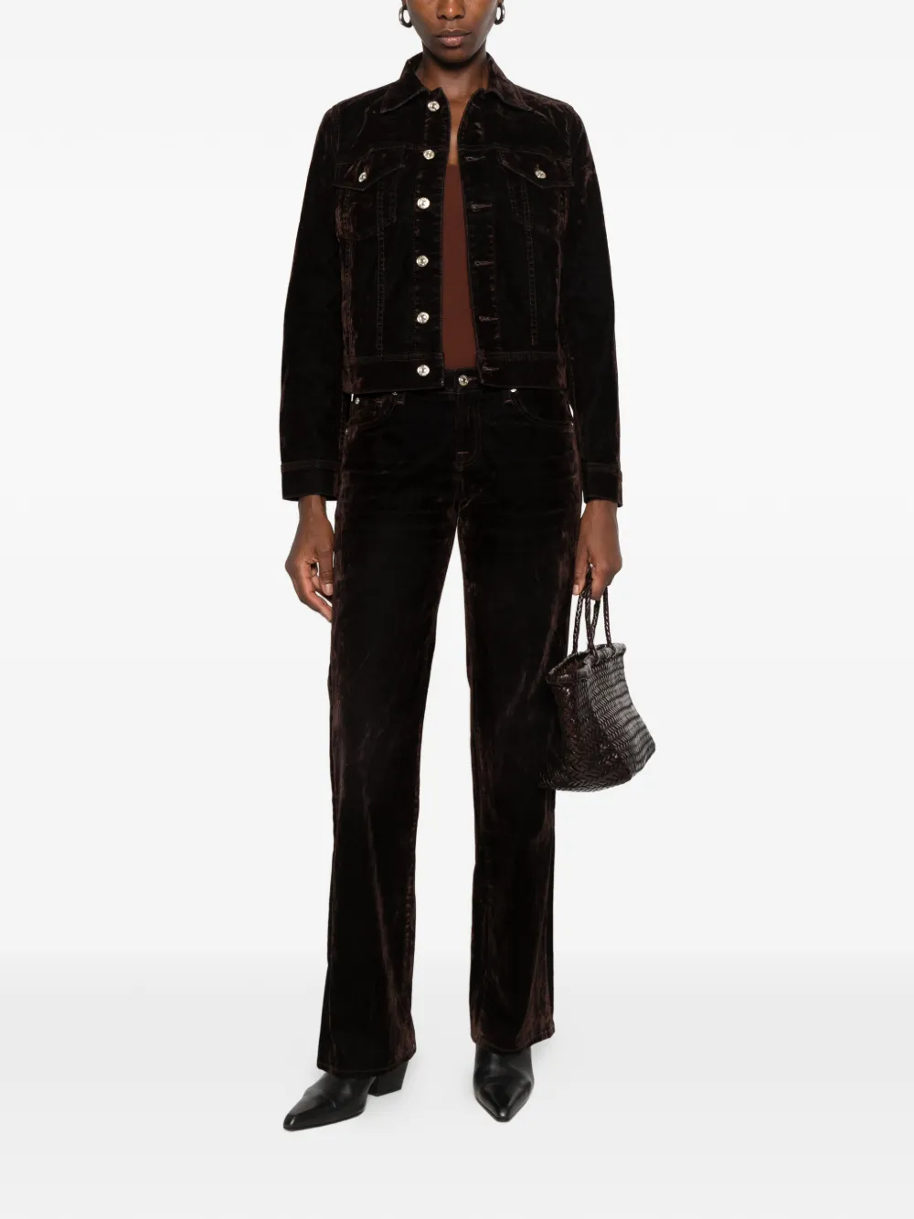 7 For All Mankind velvet-effect button-up jacket Bruin
