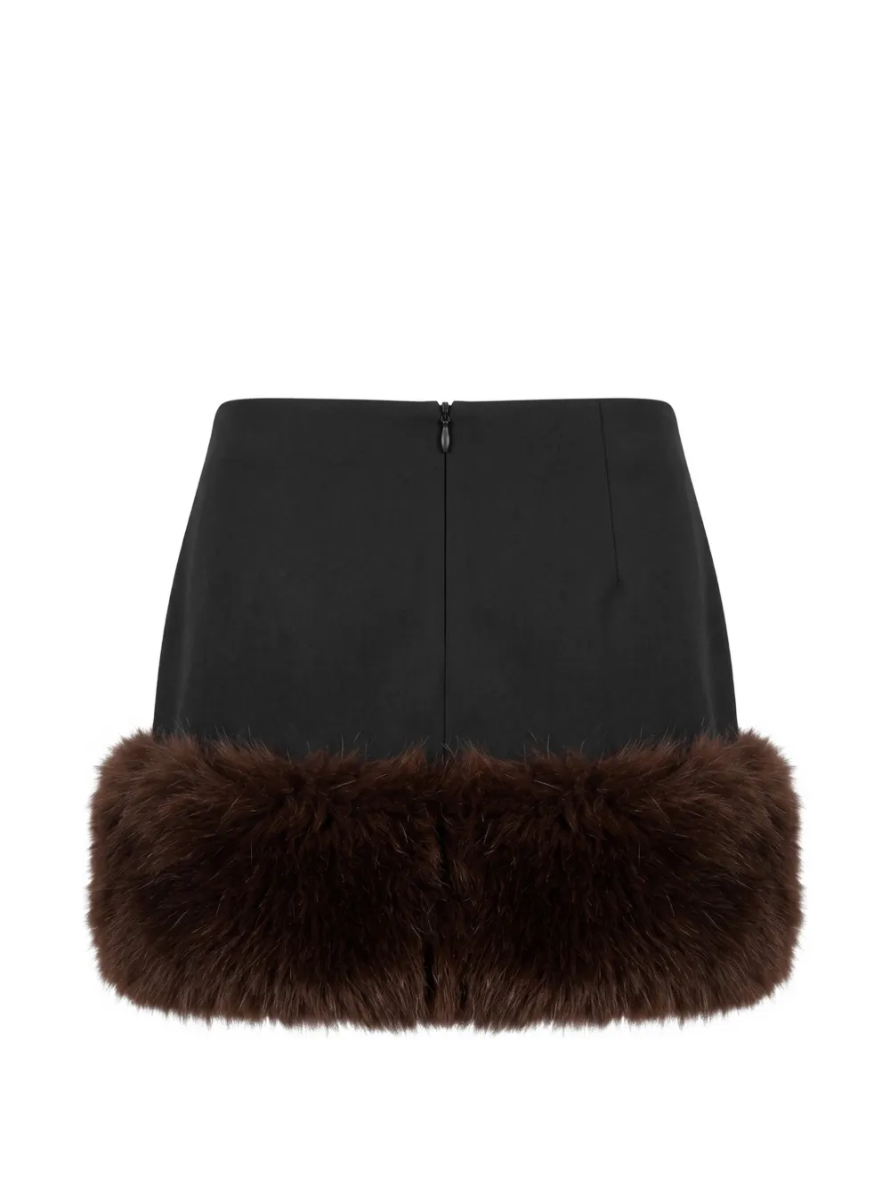 THE ANDAMANE short Grey faux-fur trim skirt Zwart