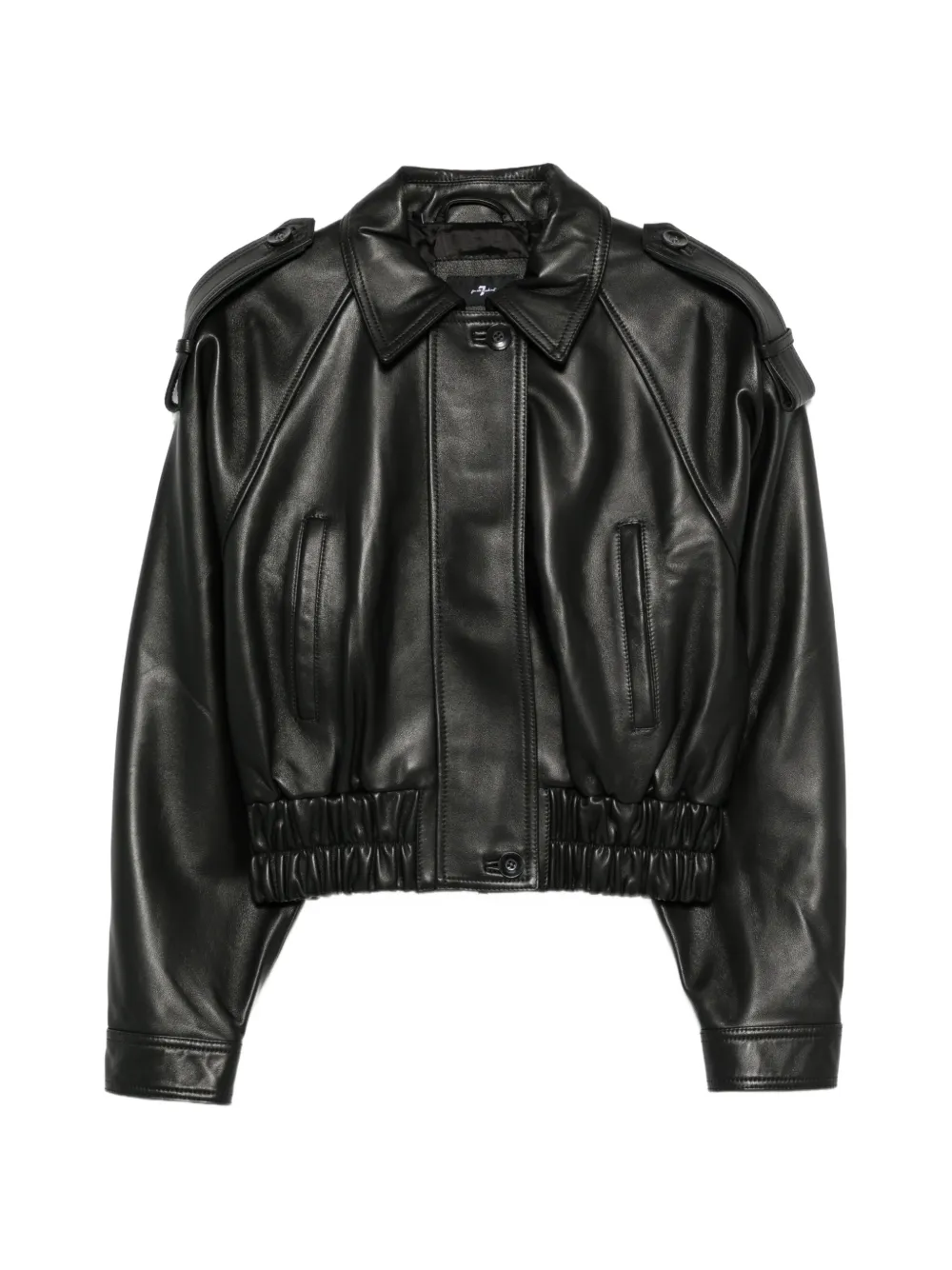 7 For All Mankind Leren jack met elastische taille Zwart