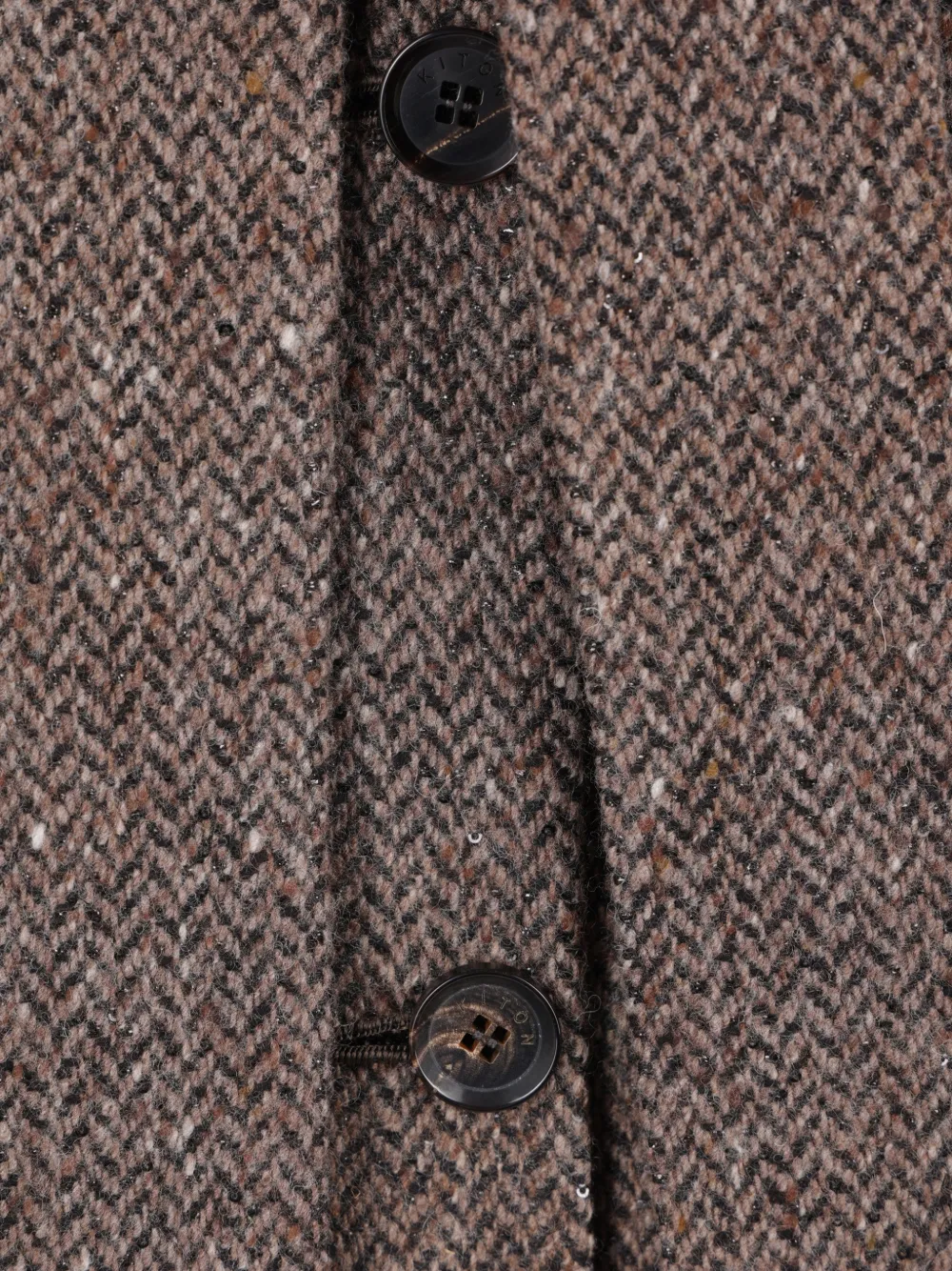 Kiton herringbone-pattern belted single-breasted coat Bruin