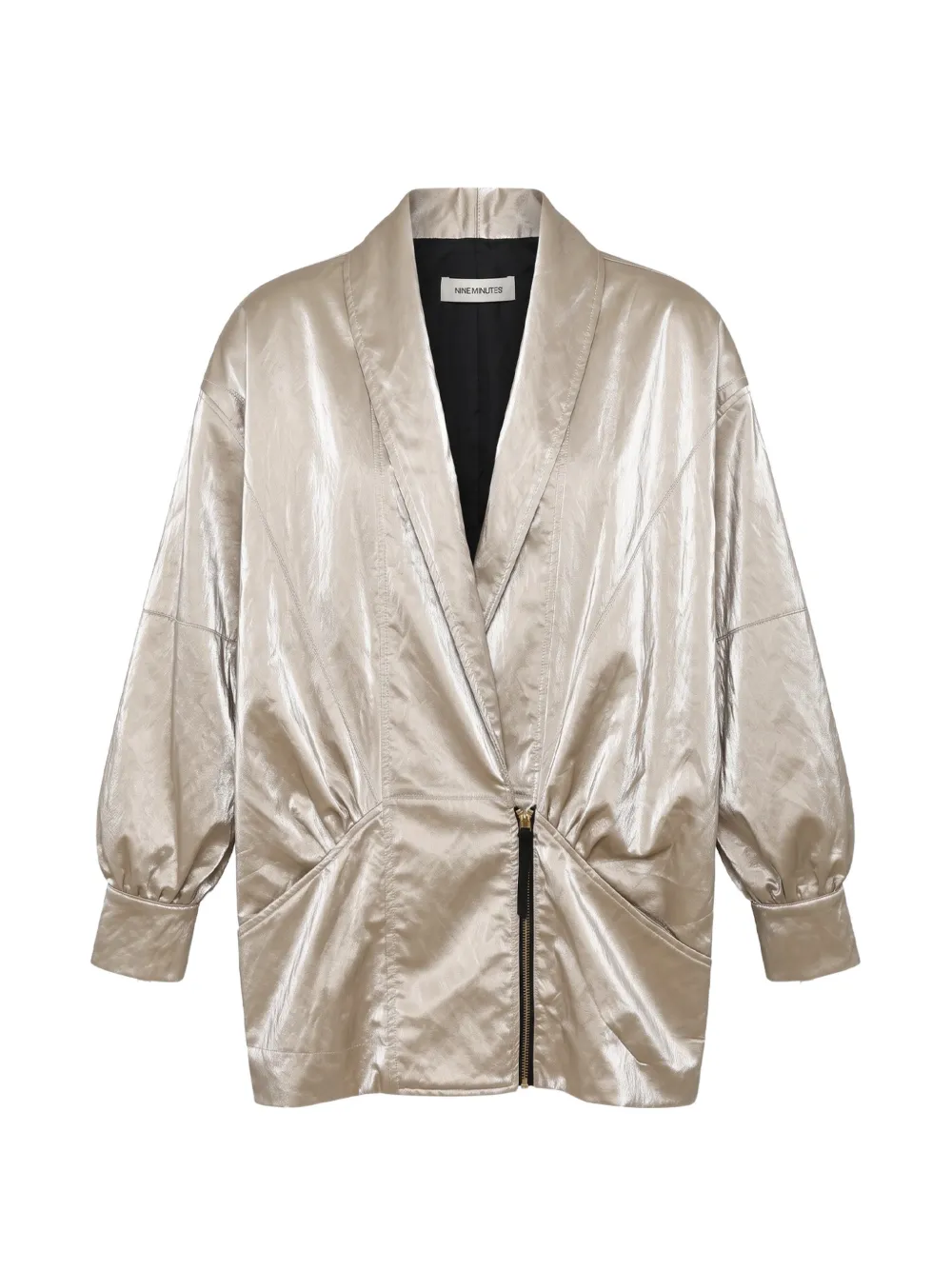 Nineminutes The Virgo Spritz Metallic-effect Zip-up Jacket In Silver