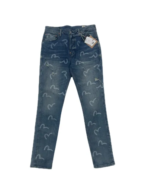 EVISU Seagull-print distressed jeans
