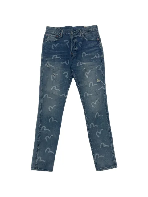 EVISU Seagull-print distressed jeans