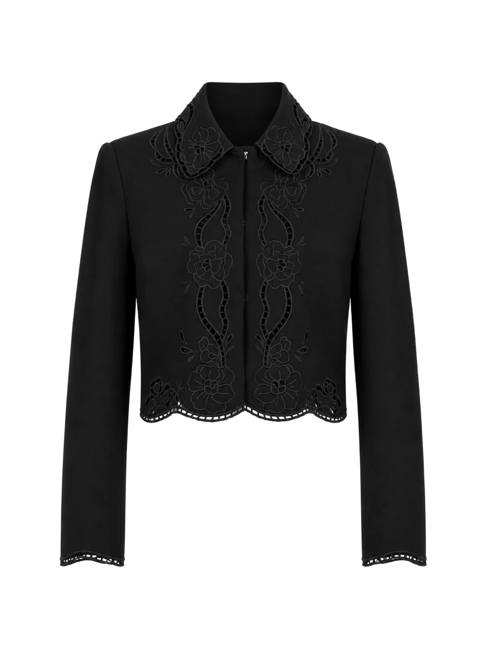 TWINSET Jack met geborduurde bloemen en broderie anglaise Zwart