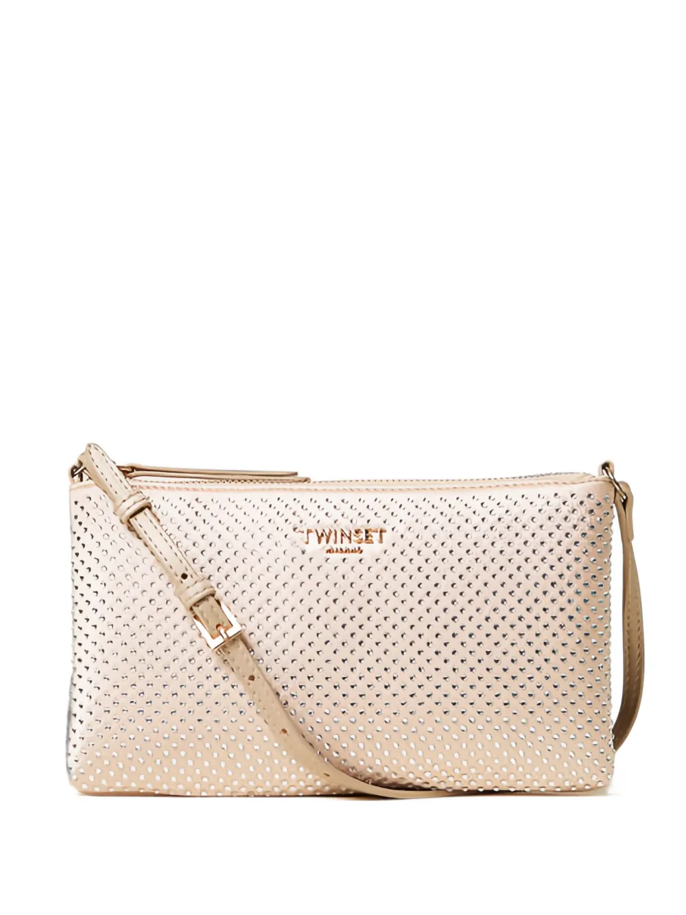 TWINSET mini satin bag with rhinestones - Nude