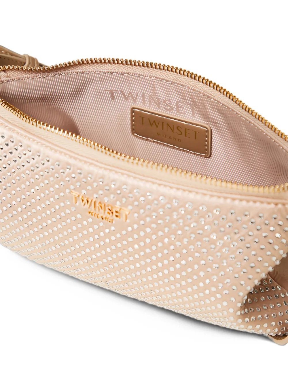 TWINSET Satijnen mini-tas met stras Beige