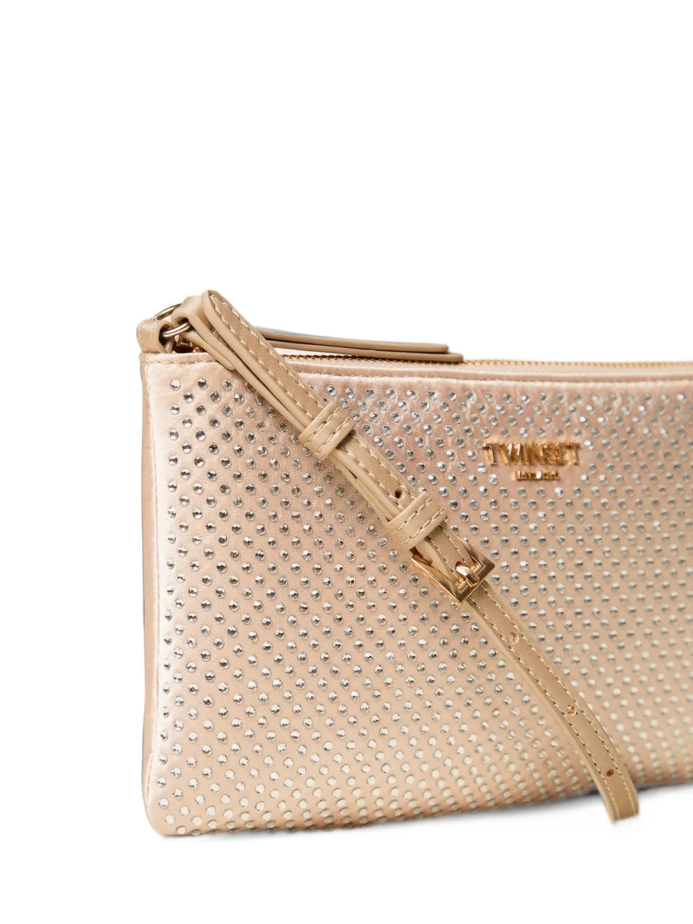 TWINSET Satijnen mini-tas met stras Beige