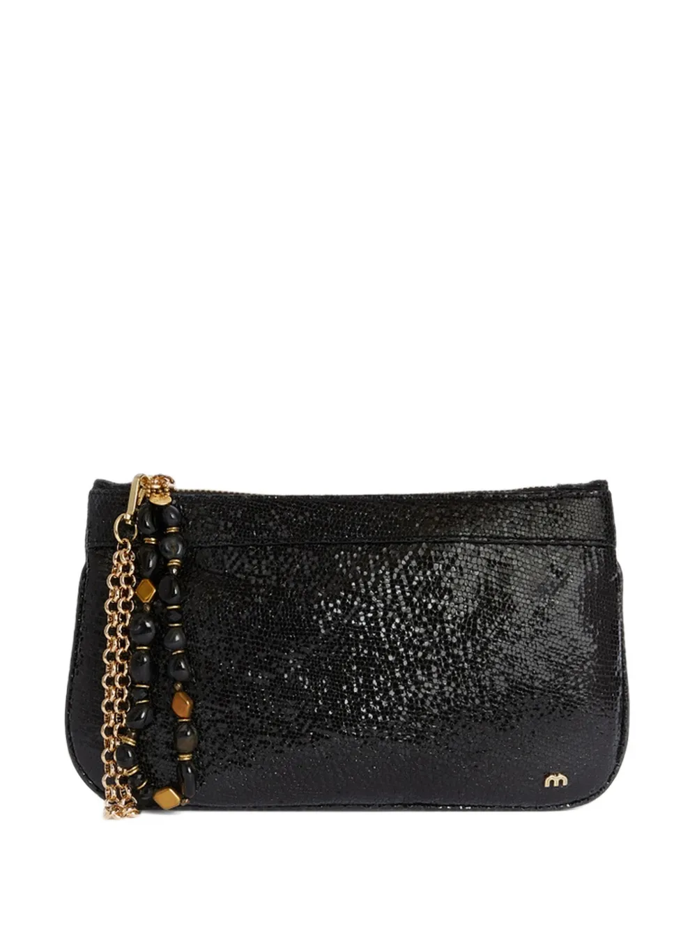 MOMONÌ Kuroi laminated leather clutch bag - Schwarz