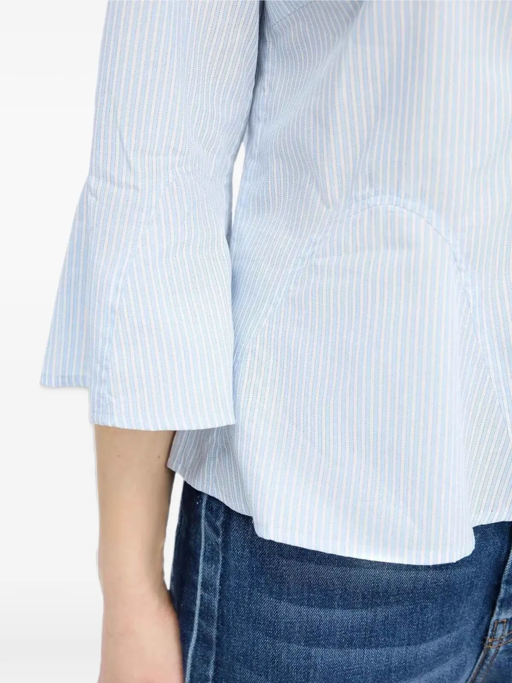 MUNTHE Veracity gestreept overhemd met flared mouwen Blauw