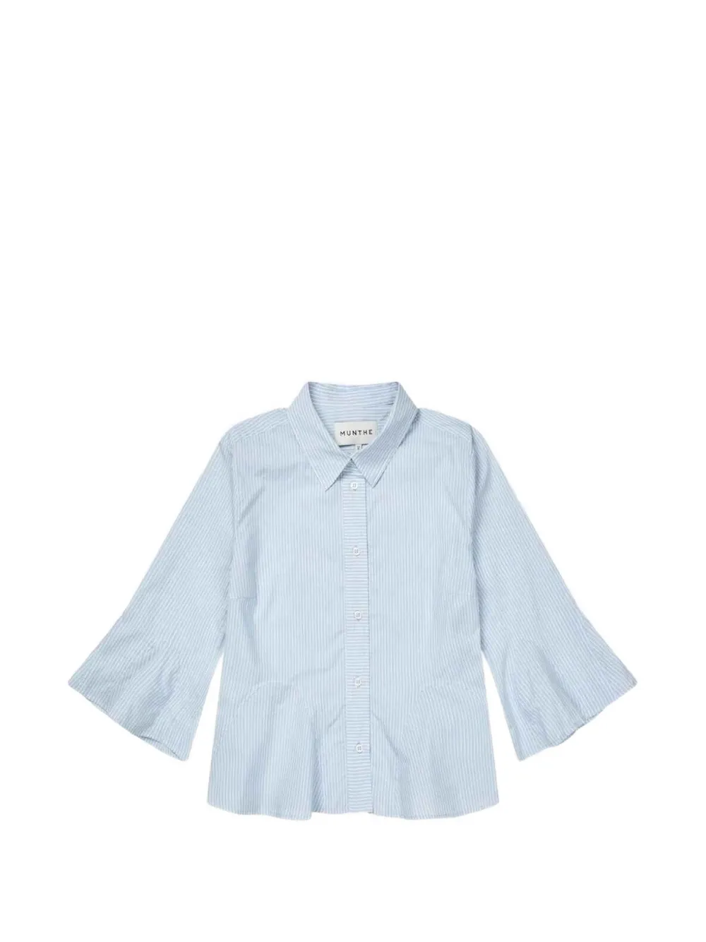 MUNTHE Veracity gestreept overhemd met flared mouwen Blauw