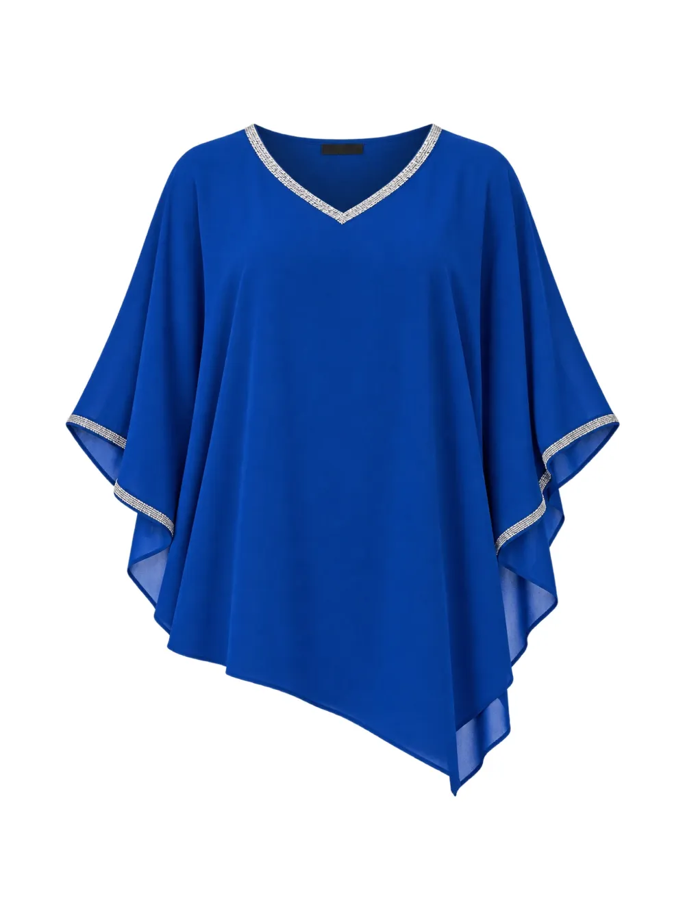 FRANK LYMAN crystal-embellished asymmetric blouse - Blu