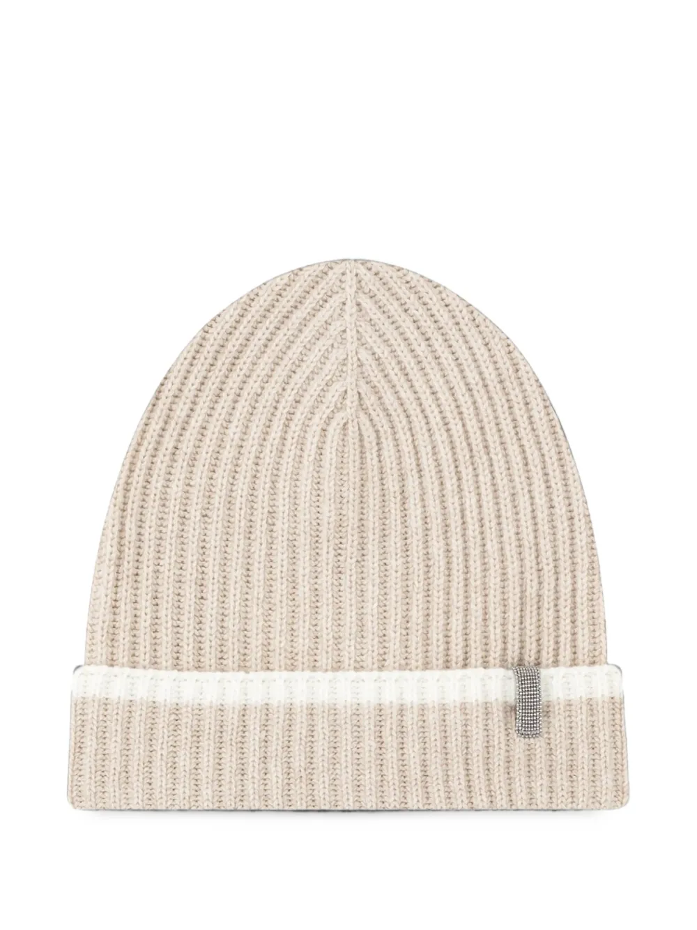 Brunello Cucinelli ribbed-knit Monili-embellished beanie - Toni neutri