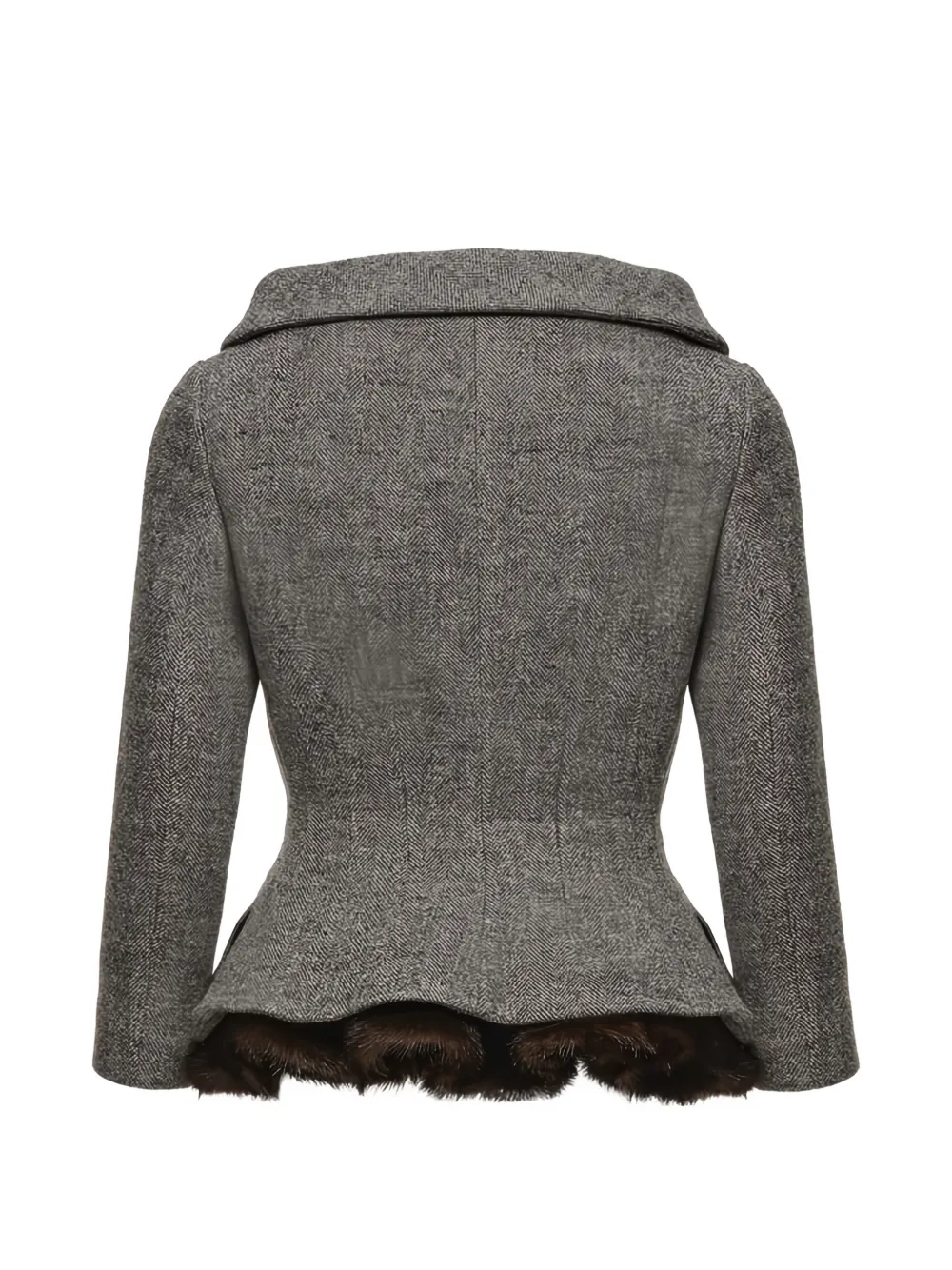 Magda Butrym herringbone-pattern faux-fur-trim blazer Grijs