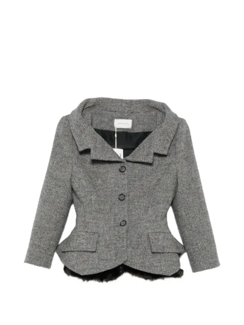 Magda Butrym herringbone-pattern faux-fur-trim blazer