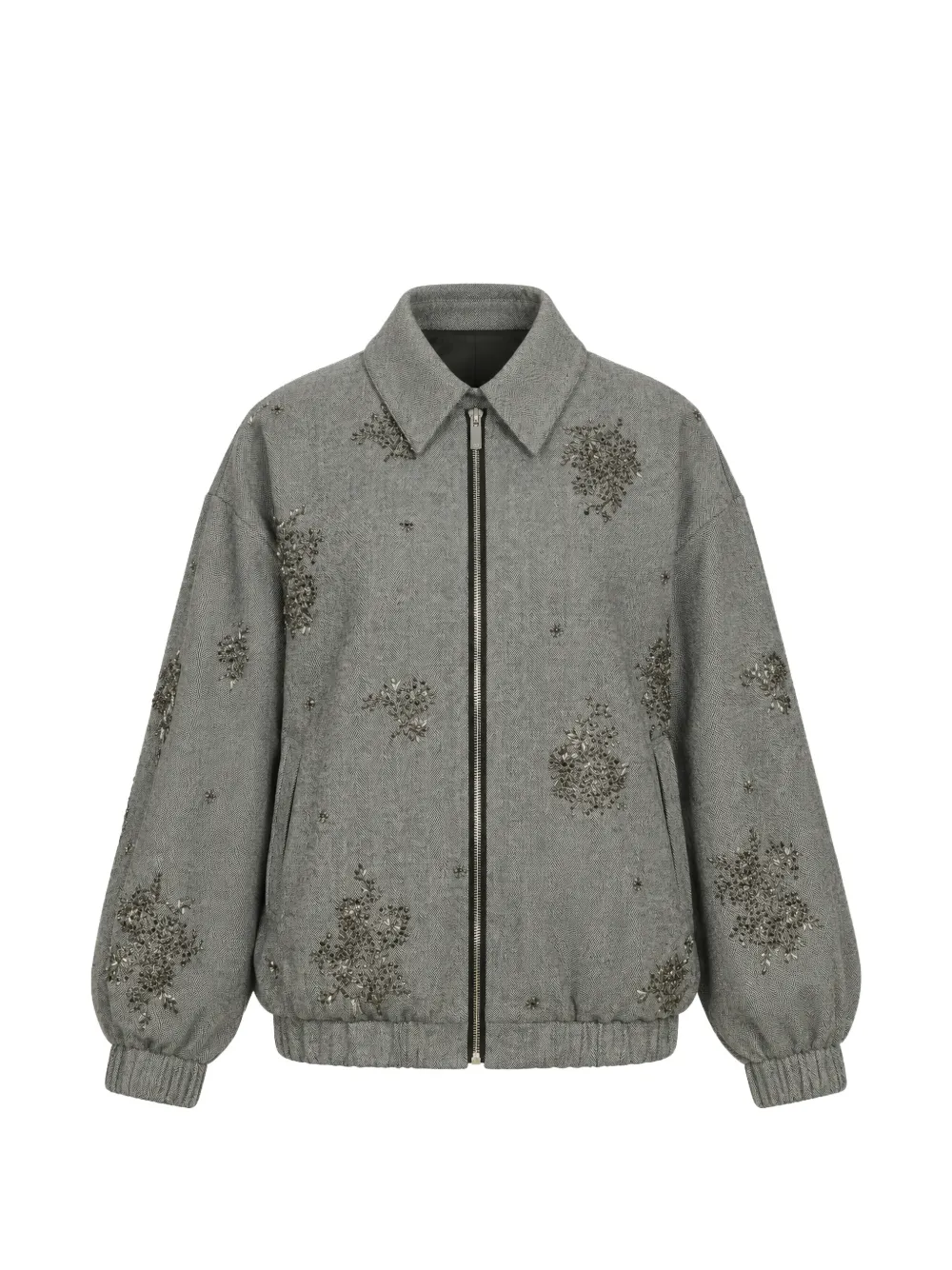 Isabelle Blanche bead-embellished herringbone jacket - Grau