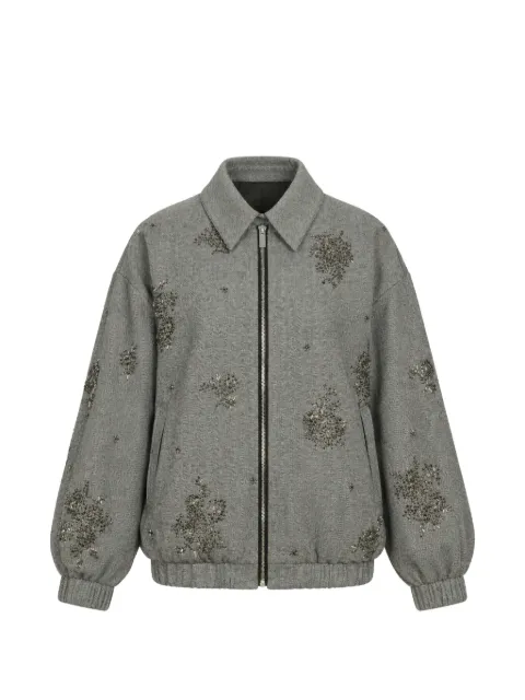 Isabelle Blanche bead-embellished herringbone jacket