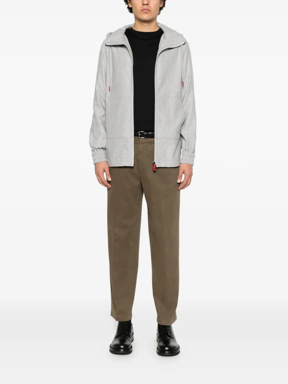 Kiton Hoodie met capuchon en rits Grijs