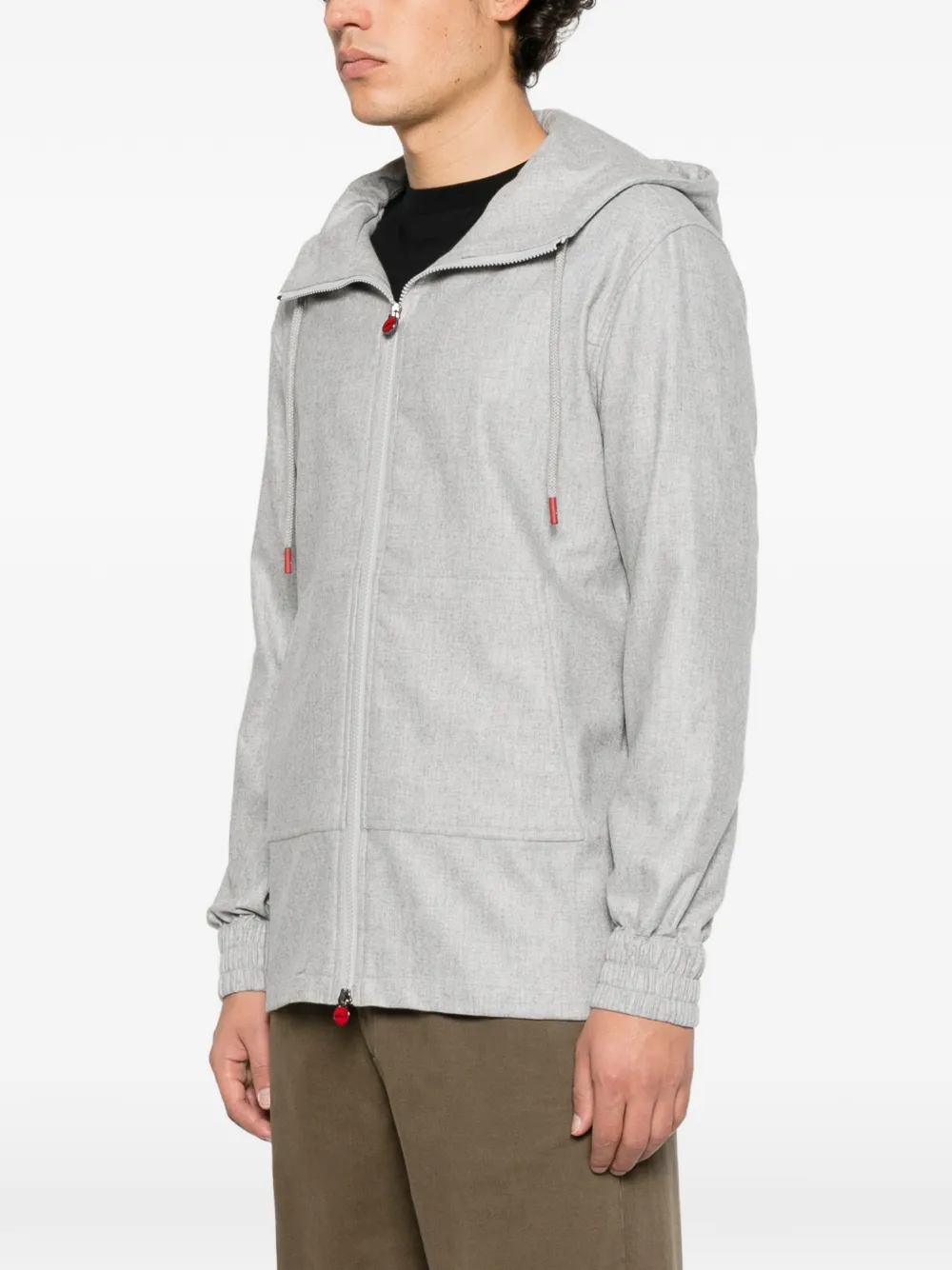 Kiton Hoodie met capuchon en rits Grijs