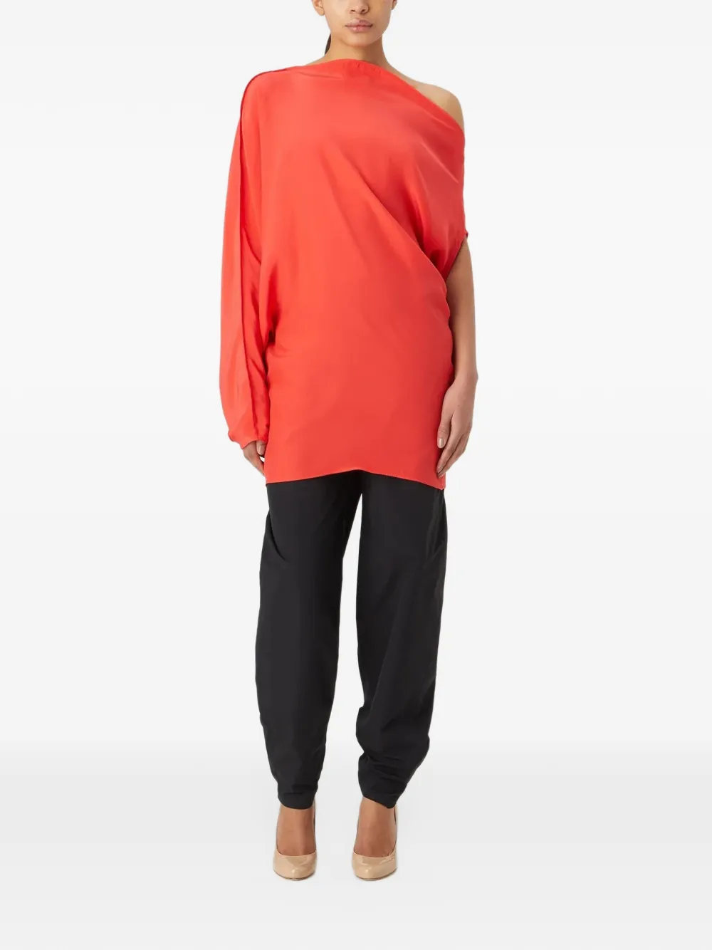 GAUGE81 Ota schuin gesneden gedrapeerde mini-jurk Oranje
