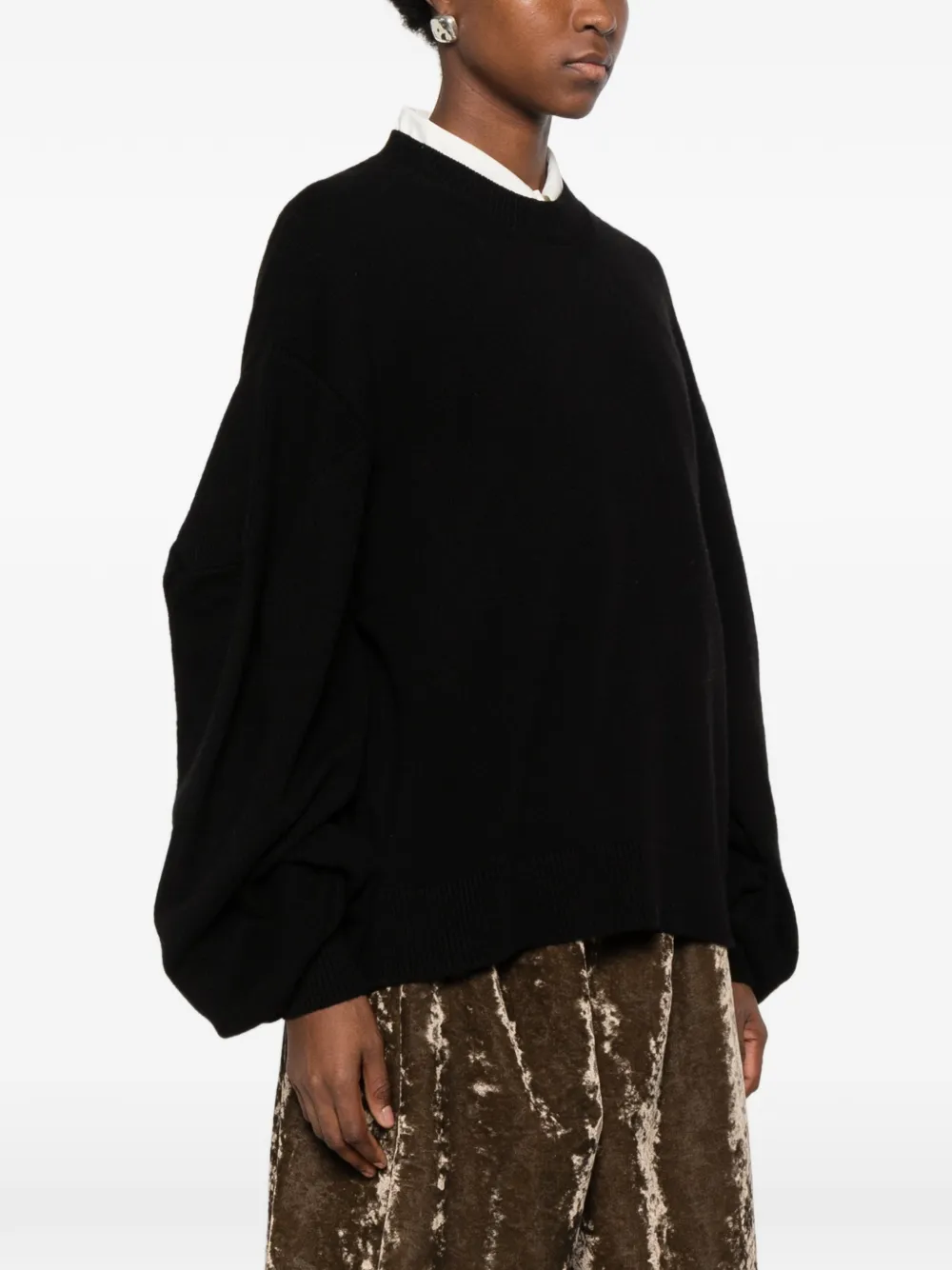 Uma Wang oversized balloon-sleeve sweater Zwart