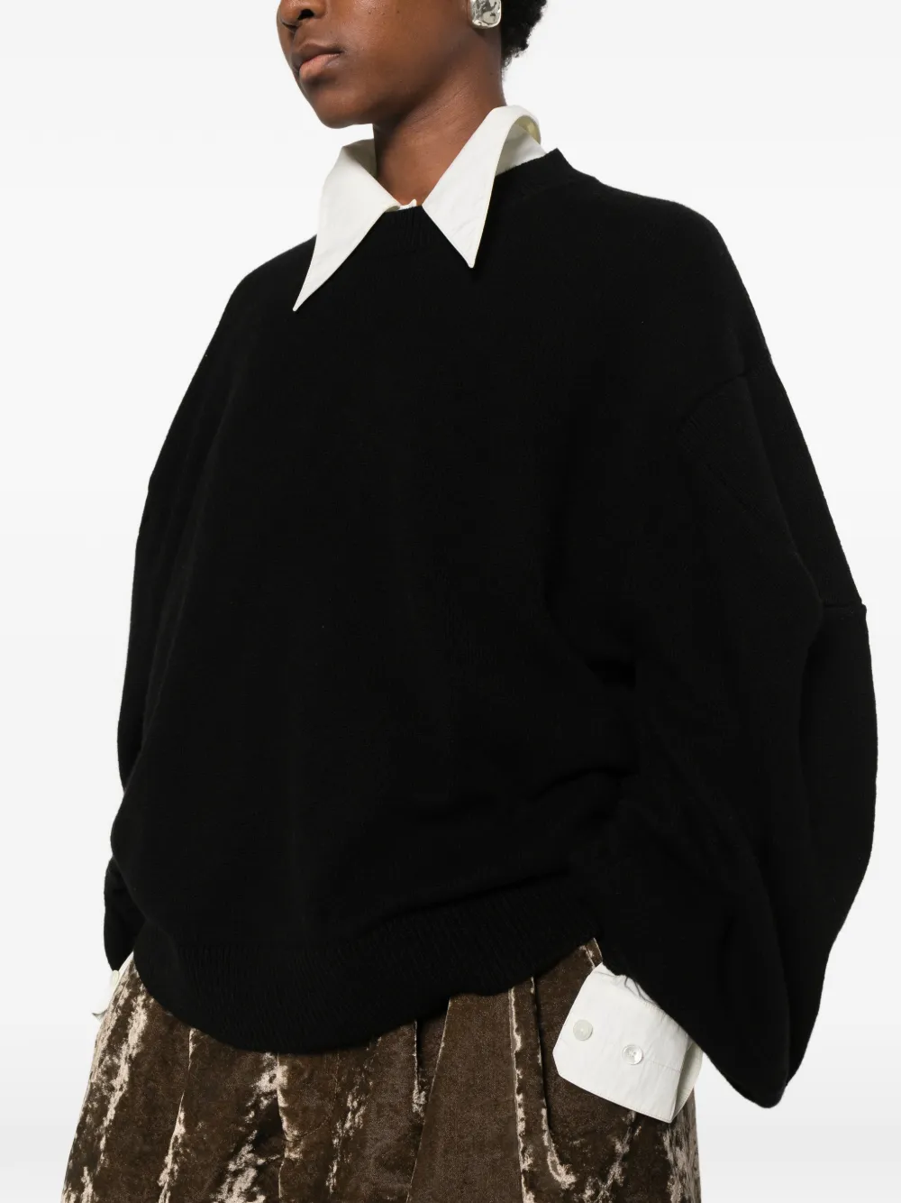 Uma Wang oversized balloon-sleeve sweater Zwart
