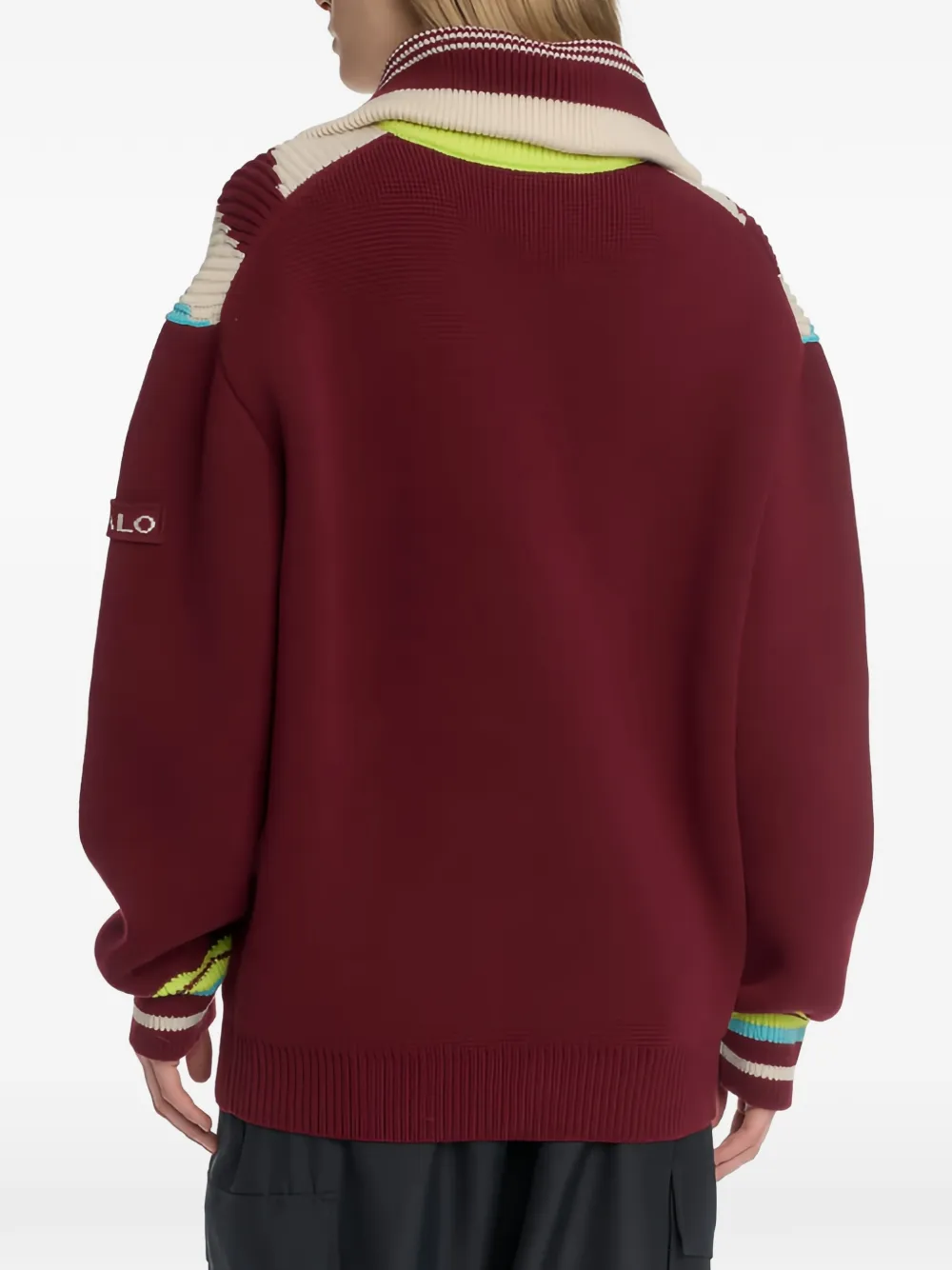 Malo Origins Ski chevron-pattern quarter-zip sweater Rood