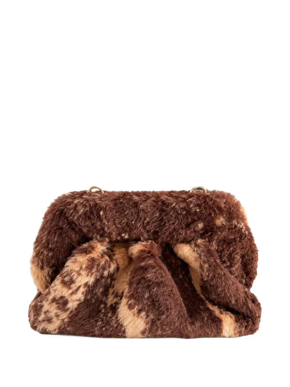 Themoirè faux-fur ruched shoulder bag - Brown