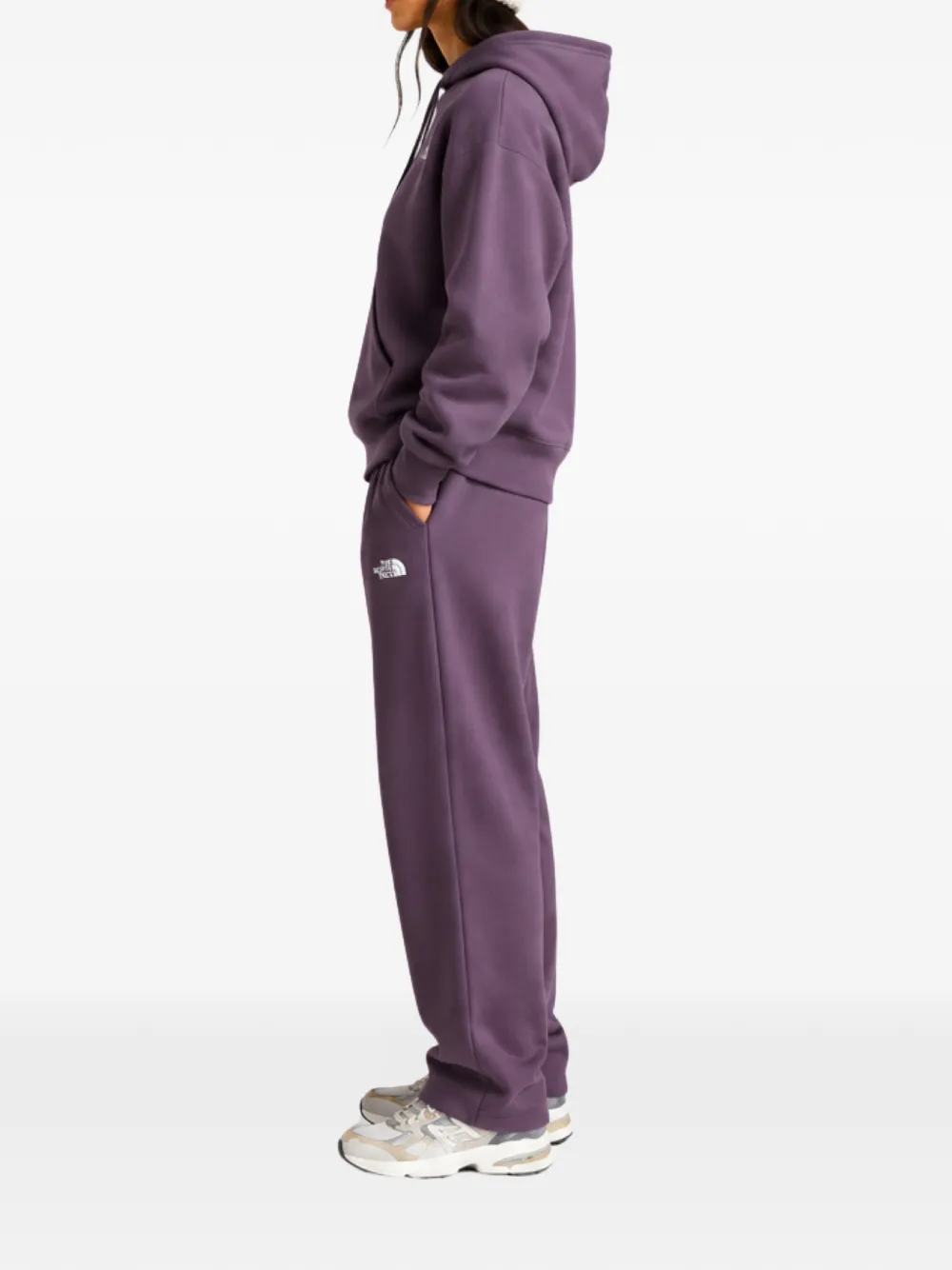 The North Face logo-embroidered hoodie Paars