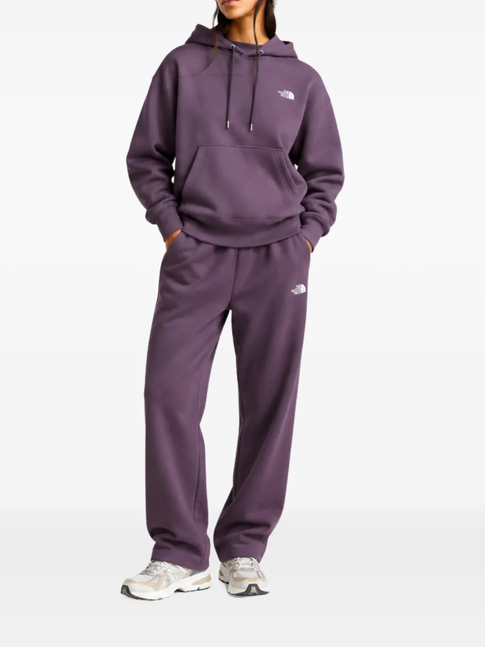 The North Face logo-embroidered hoodie Paars