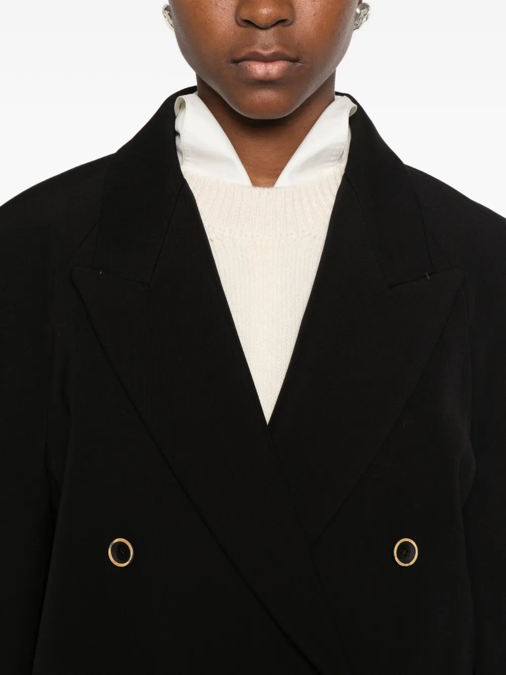 Uma Wang Kobbl double-breasted sculptural-sleeve jacket Zwart