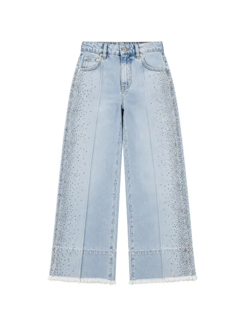 Miss Grant Kids rhinestone-embellished frayed-hem jeans