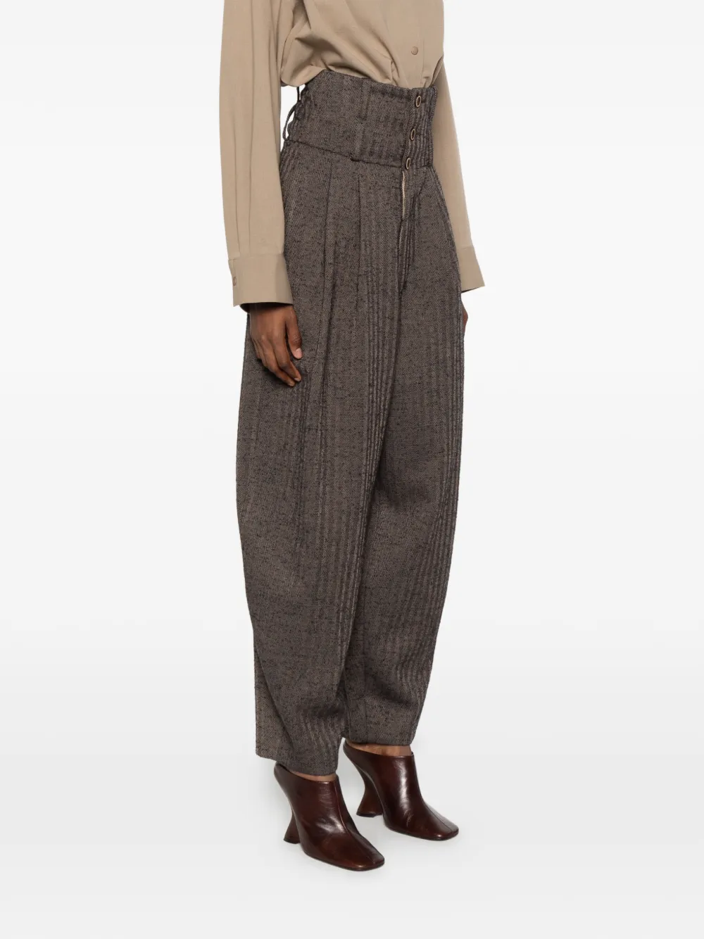 Uma Wang high-waisted pleated trousers Grijs