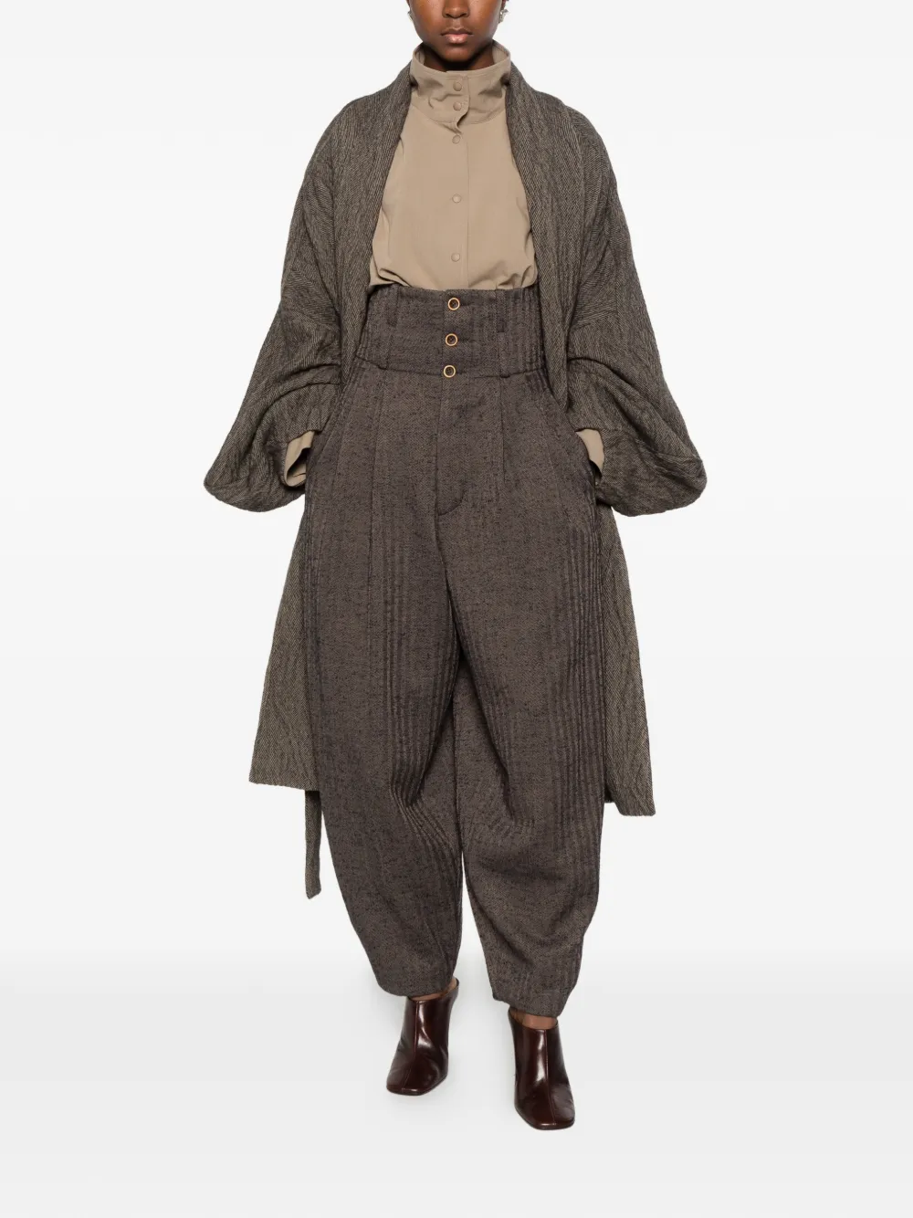Uma Wang high-waisted pleated trousers Grijs