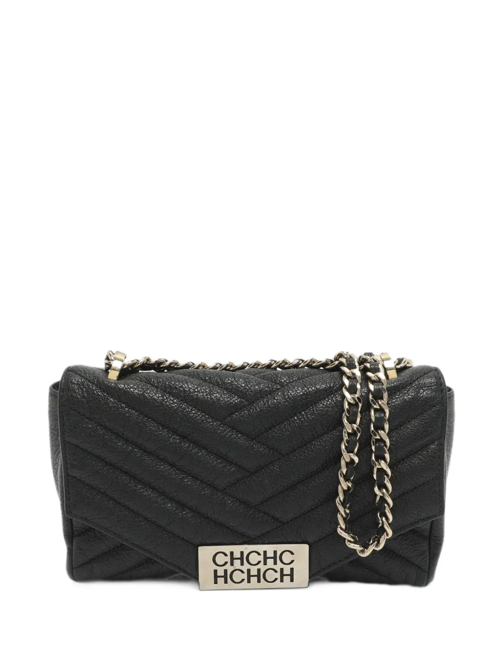 Carolina Herrera Vintage Bimba chevron shoulder bag - Black