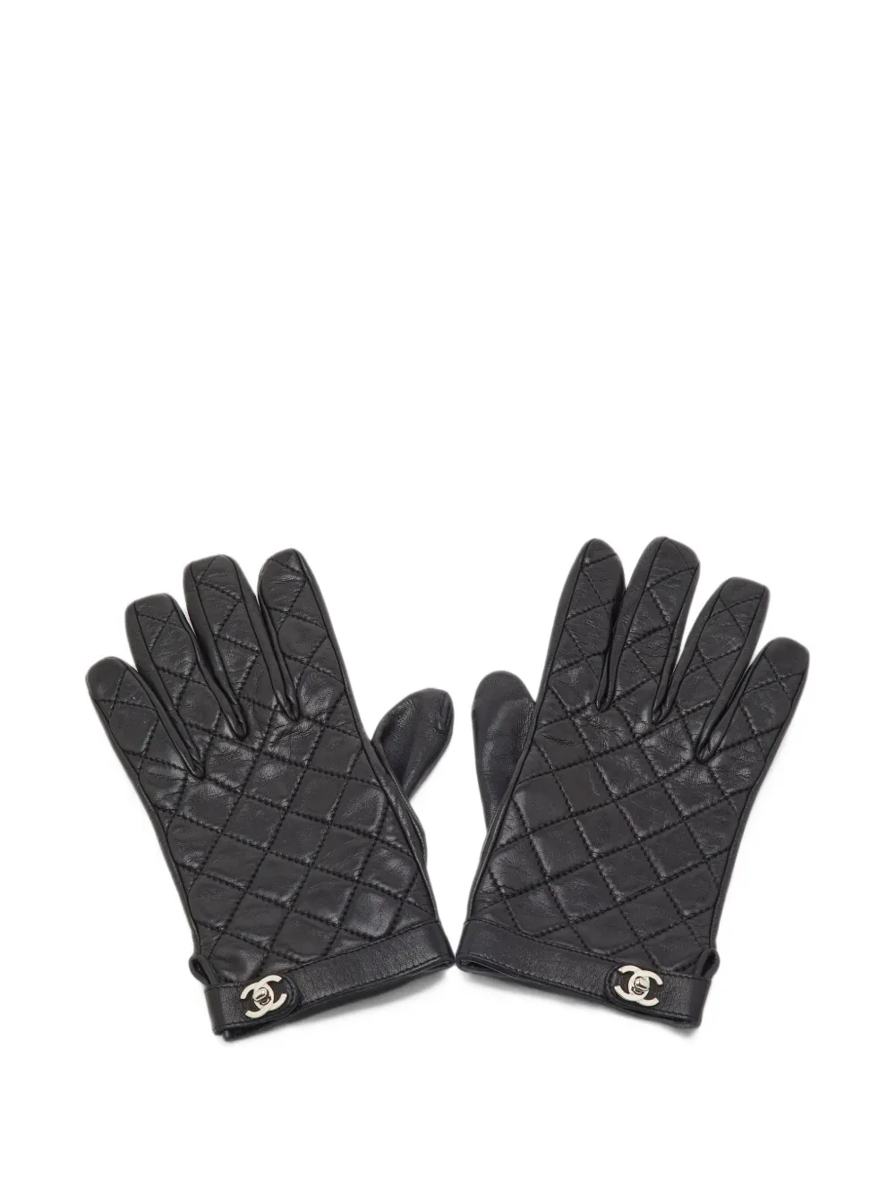CHANEL Pre-Owned CC turn-lock quilted gloves – Black