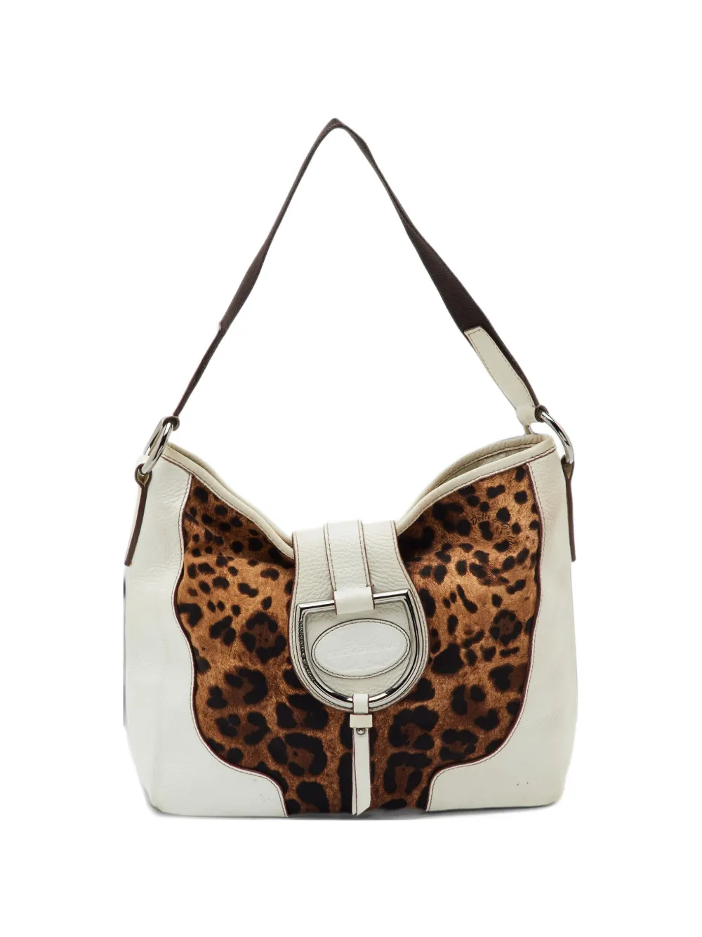 Dolce & Gabbana Pre-Owned D-Ring leopard-print shoulder bag - Weiß