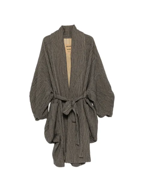 Uma Wang herringbone-pattern belted coat