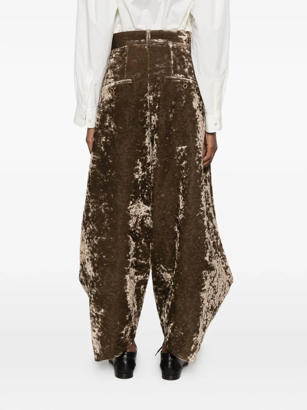Uma Wang Lassie velvet-effect wide-leg trousers Groen